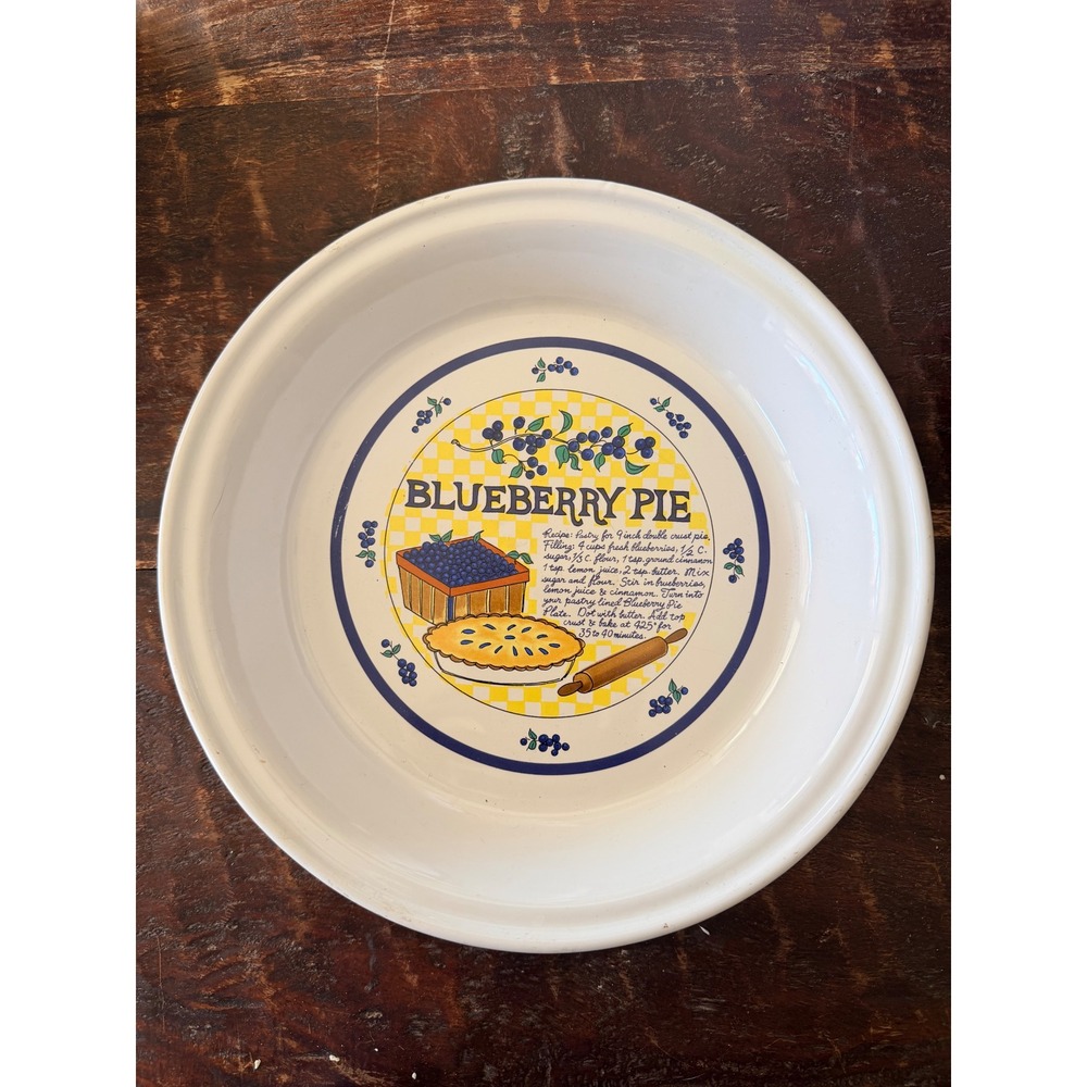 Over and Back Pie Dish 10in White Excellent Blueberry Recipe Farmhouse Cottage